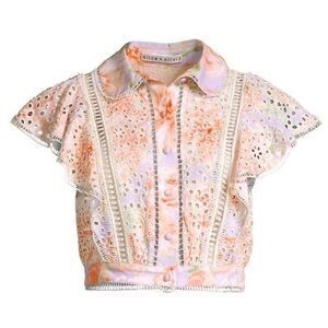 ALICE + OLIVIA | Embroidered Eyelet Top